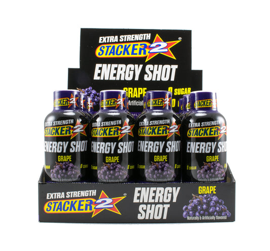 Stacker 2 Extreme Energy Shot Extra Strength Grape 2 Fluid Ounce Pack of 12
