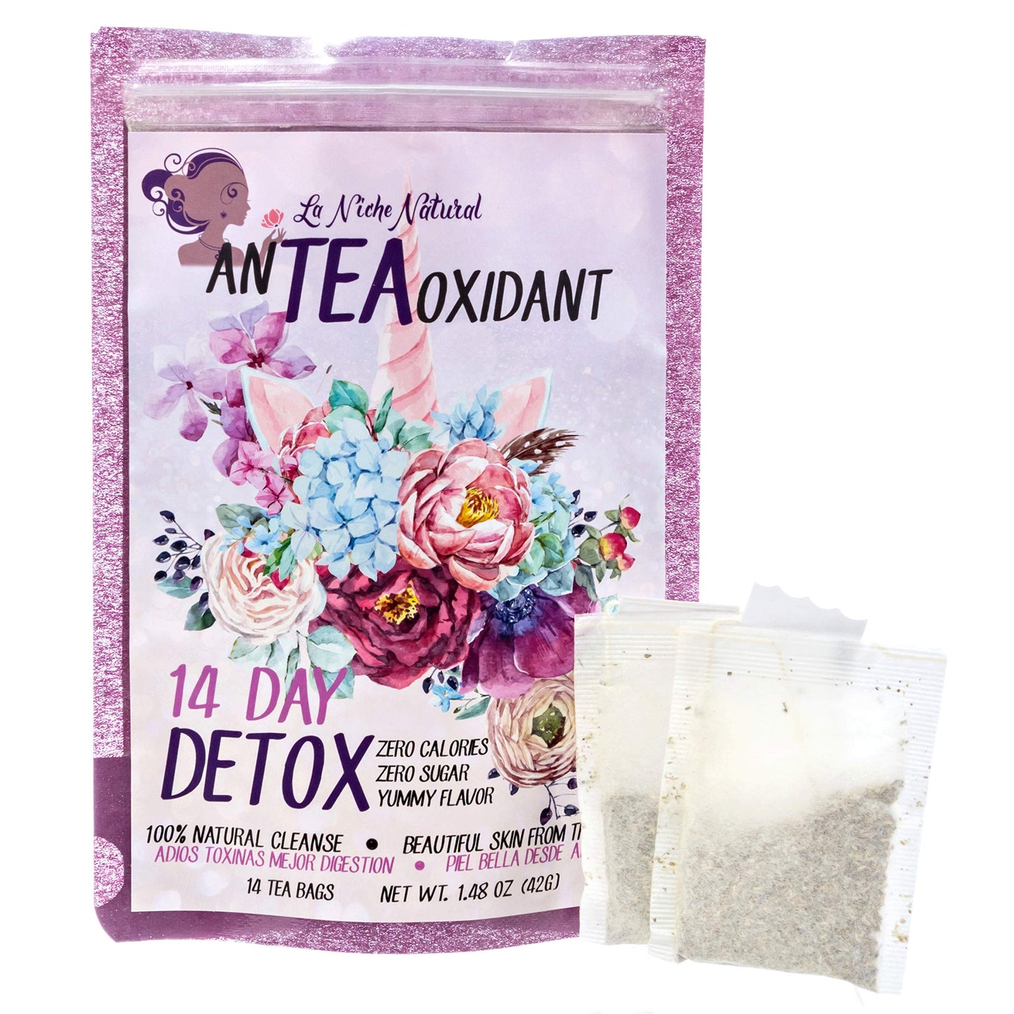 La Niche Natural Detox and Cleansing Tea Vegan and Keto Friendly Te Desintoxicante Limpieza de Colon en Te Ayuda a Purificar tu Piel Libre de Acne Healthy Colon and Detox from The Inside - 14 Day