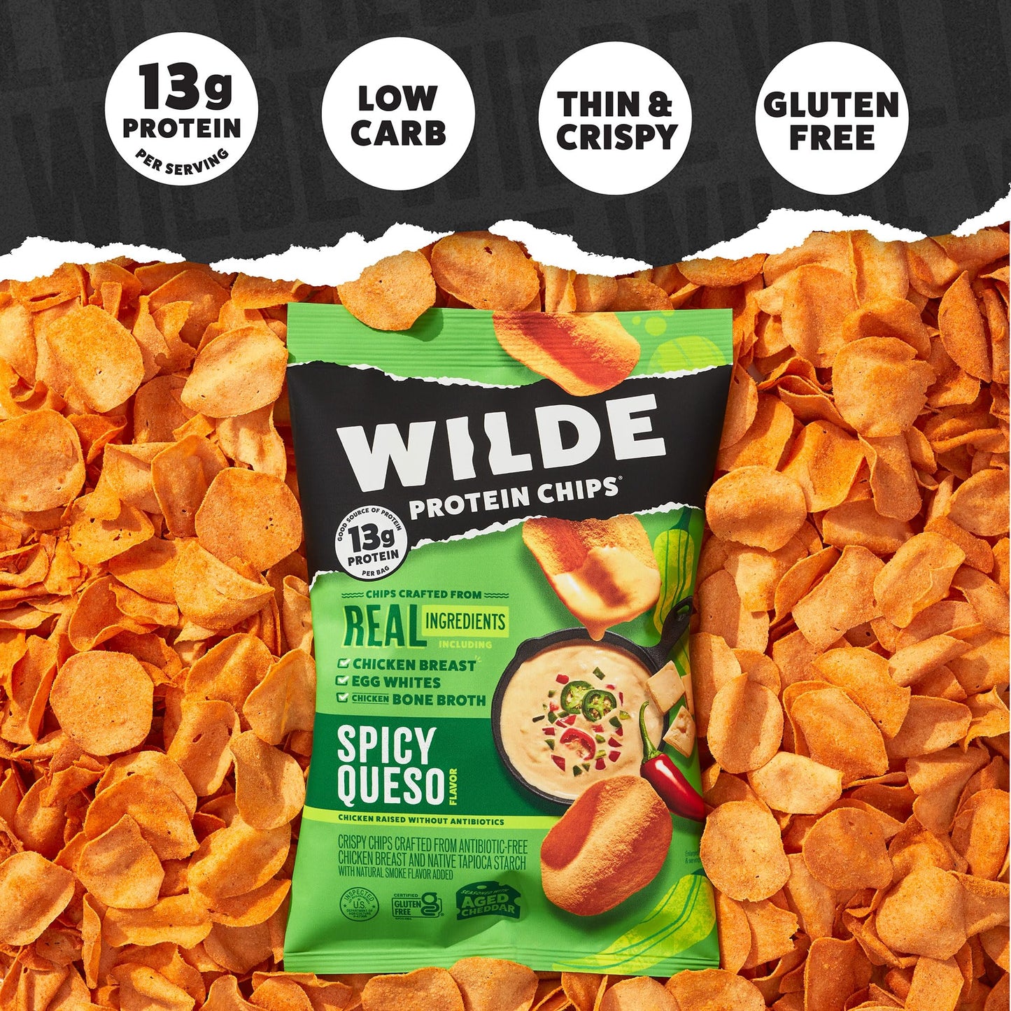 WILDE Protein Chips Variety Pack Protein Snacks Keto chips Made with Real Ingredients 134oz Bags Pack of 12  Flavor Combination May Vary