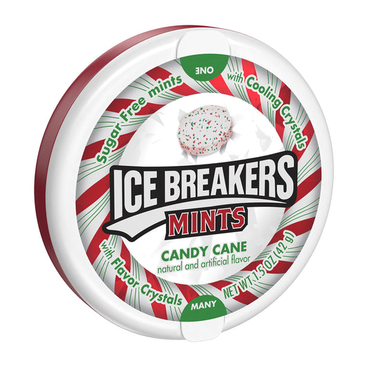 ICE BREAKERS Holiday Mints Candy Cane Flavor Sugar Free 15 Ounce Container Count of 8