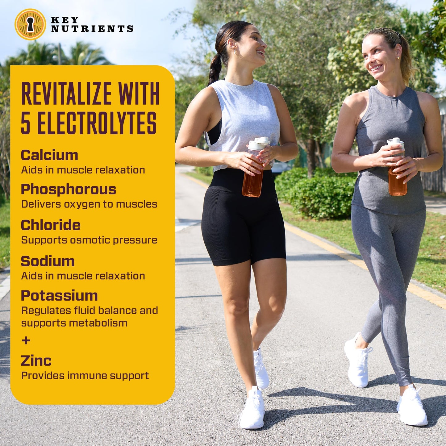 KEY NUTRIENTS Energy Drink Powder with Electrolytes No Sugar - Endurance & Energy Supplement - 125mg Natural Caffeine Powder, 2000mg Taurine, 5mg Zinc - Tropical Peach Mango Energy Powder Drink Mix