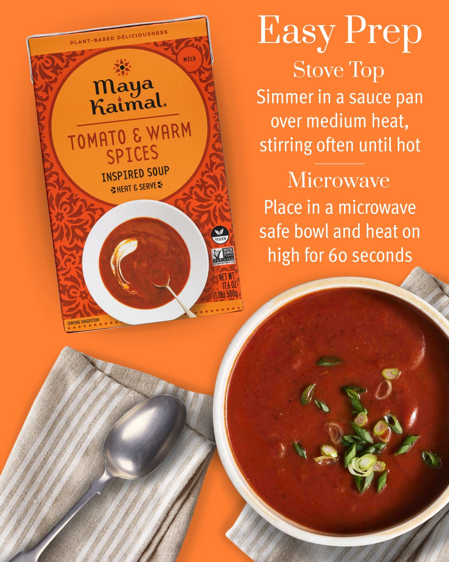 Maya Kaimal Foods Inspired Soup 176oz Pack of 4  Tomato Soup wMild Warm Spices  Heat and Eat Meals  Vegan GlutenFree  NonGMO Package Soups Ready to Eat