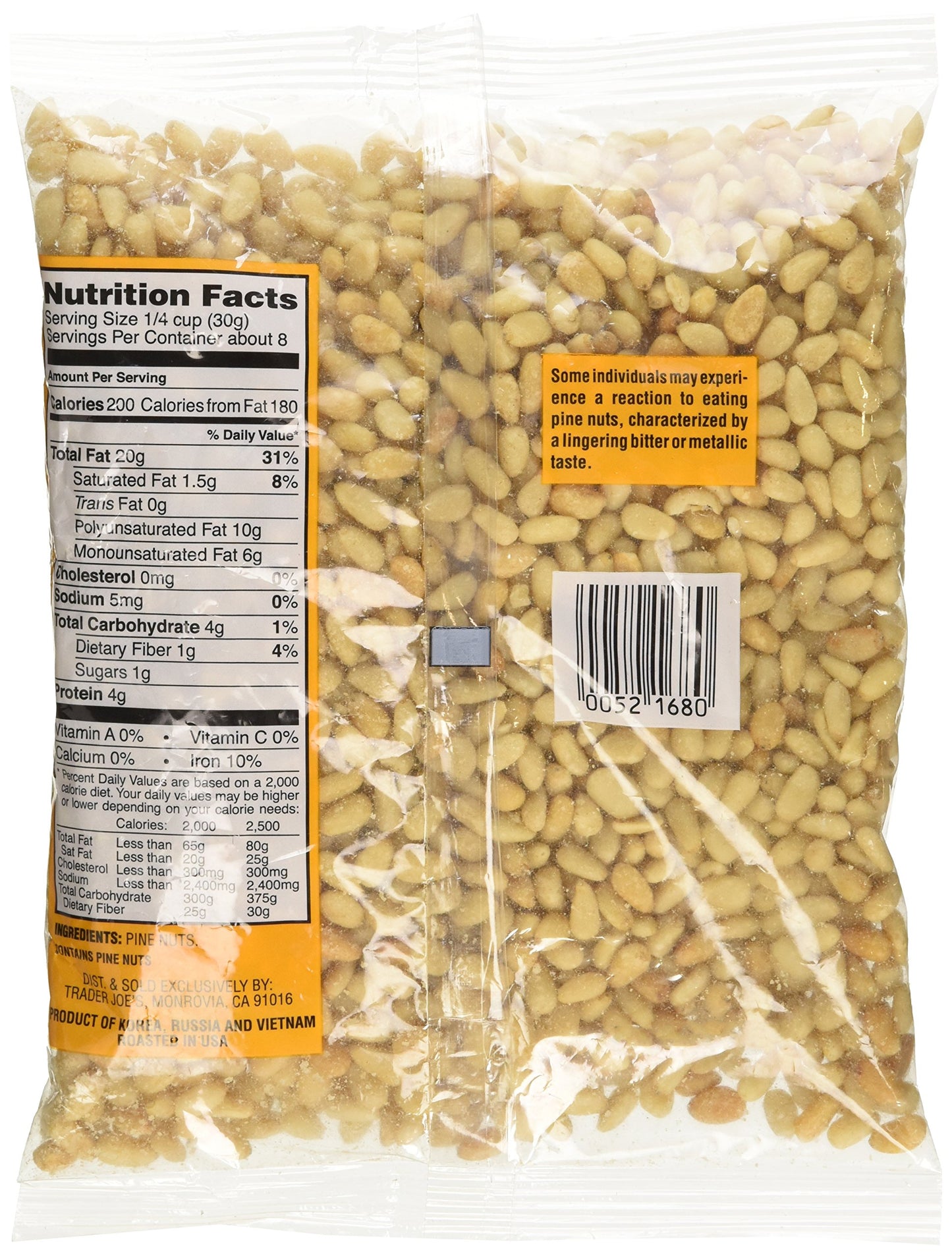Trader Joes Dry Toasted Pignolias  Pine Nuts 8 oz bag