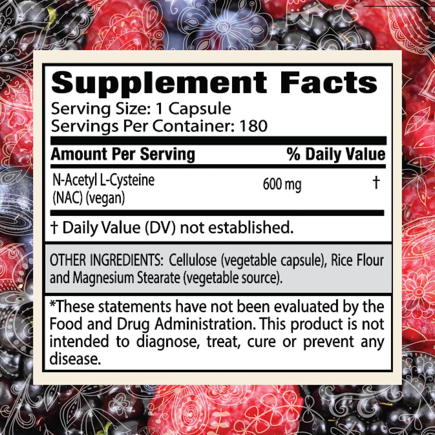 NewVue N-Acetyl L-Cysteine (NAC) 600mg, 180 Capsules - Non-GMO, Gluten Free