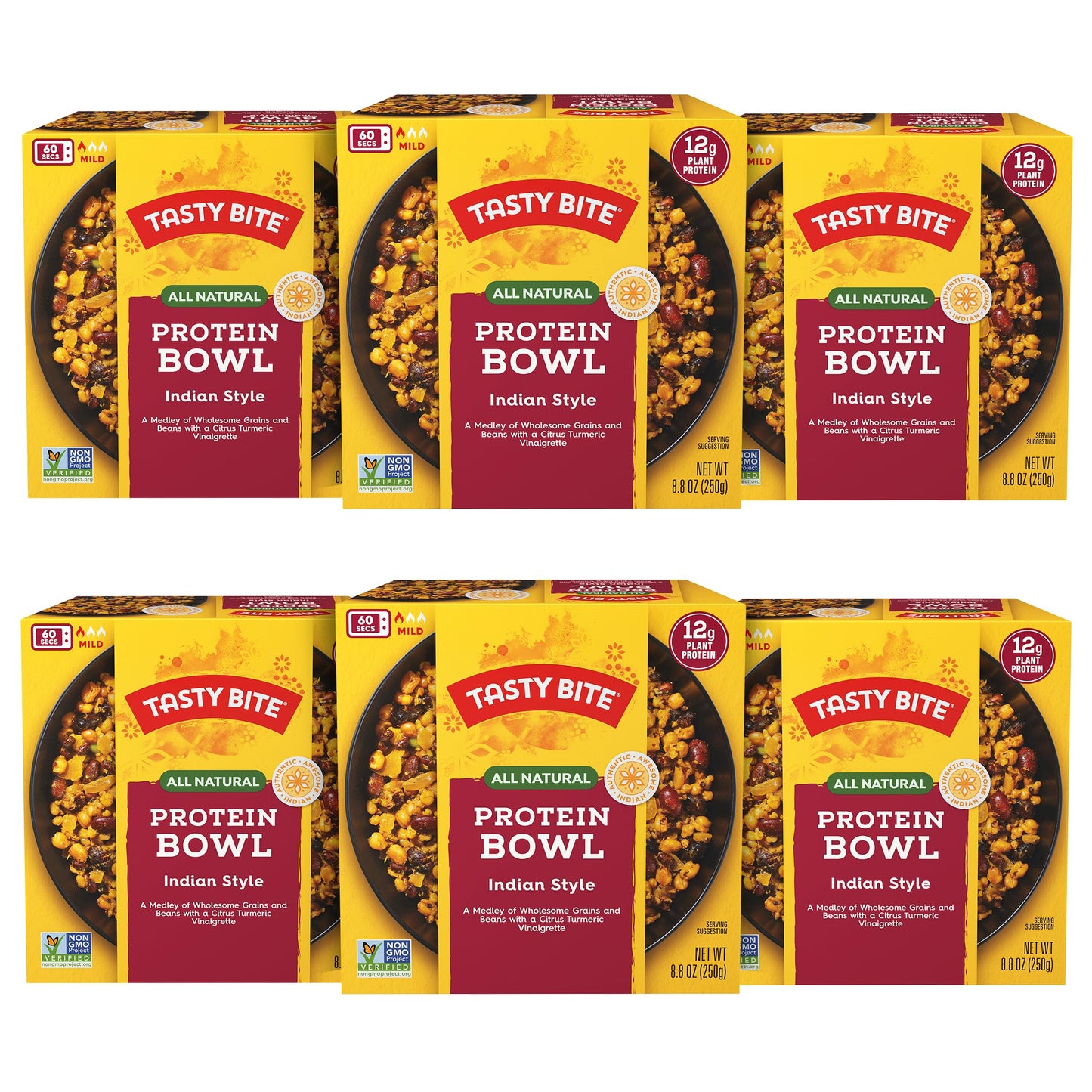 TASTY BITE Indian Protein Bowl 88 Ounce Pack of 6 Ready to Eat Microwaveable Vegan 12 Grams Plant Protein