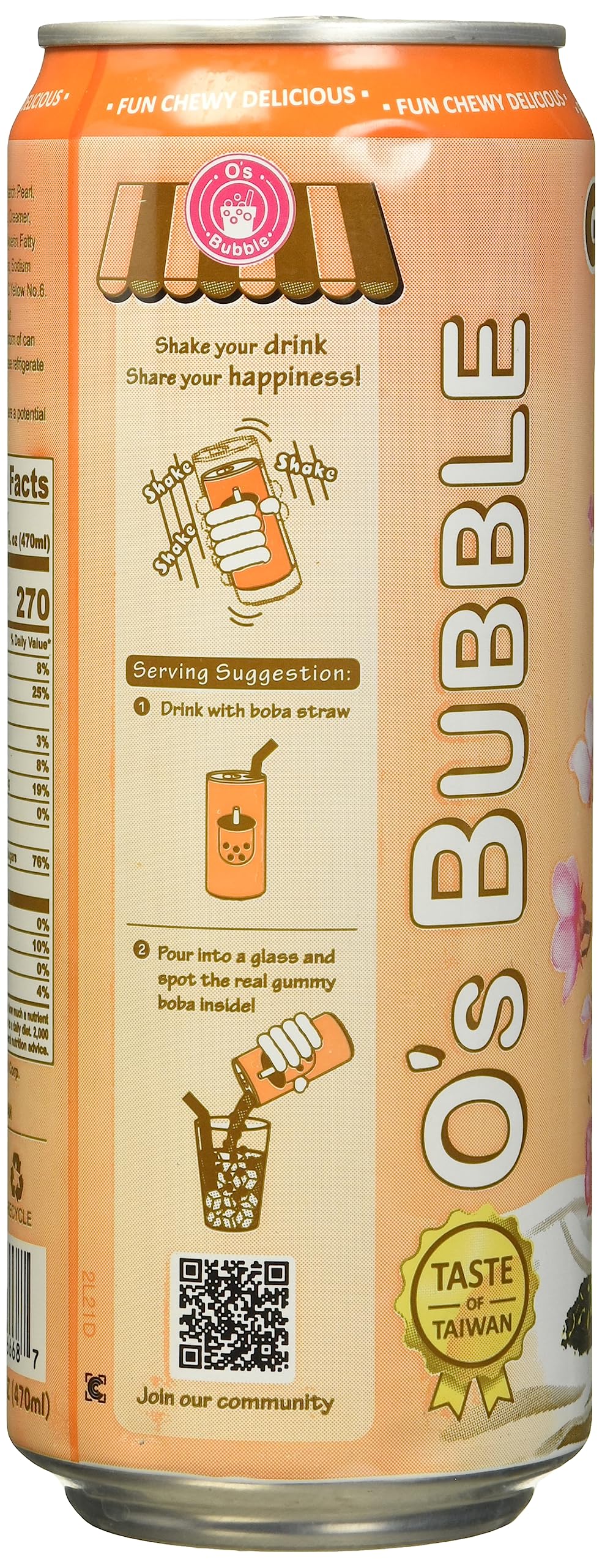 Os Bubble Gummy Boba Latte Canned Bubble Tea Drink With Chewy Boba Pearls Konjac 22 whole milk blend 470ml159 fl ozcan THAI TEA Pack of 12