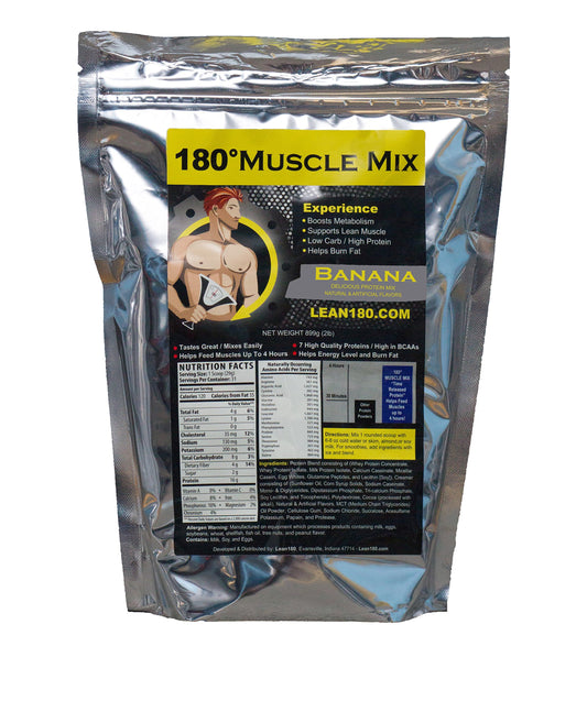 Lean 180 Muscle Mix, Best Weight Loss Protein Shake for Men, Burns Fat, Helps Build Muscle, Boosts Energy, Tastes Great, 31 Shakes per Bag (Banana)