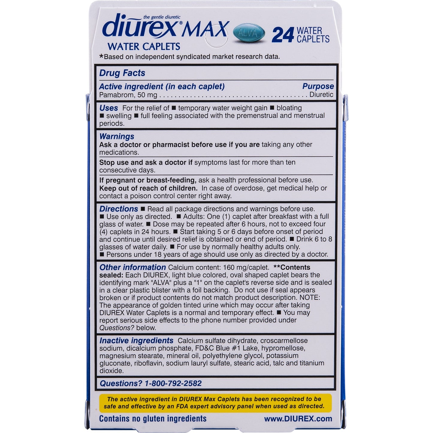 Diurex Max Water Pills - Maximum Strength Caffeine Free Diuretic - Relieve Water Bloat - 24 Count