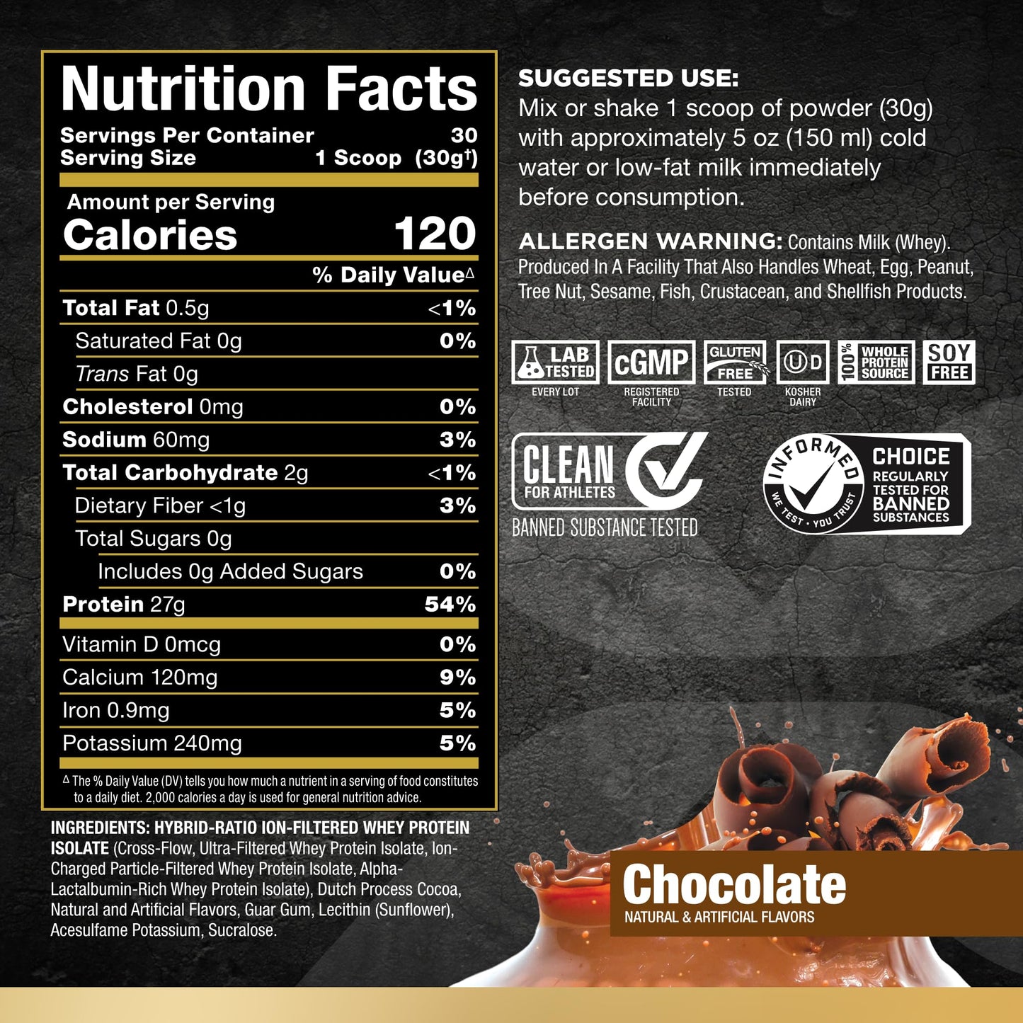 ALLMAX ISOFLEX Whey Protein Isolate, Chocolate - 2 lb - 27 Grams of Protein Per Scoop - Zero Fat & Sugar - 99% Lactose Free - Gluten Free & Soy Free - Approx. 30 Servings