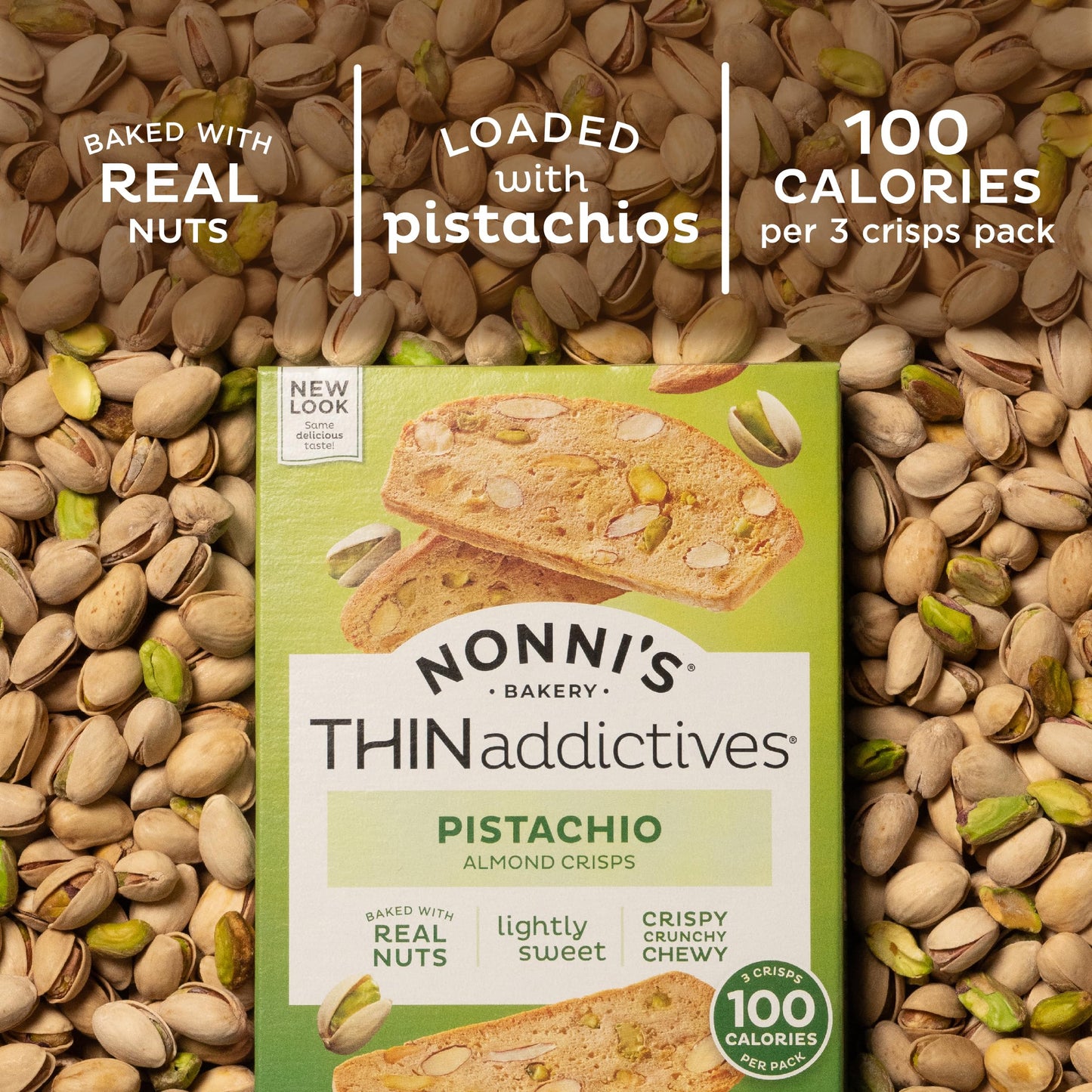 Nonnis THINaddictives Almond Thin Cookies  Pistachio Almond Cookie Thin  Sweet Crunchy  Chewy Almond Cookie  Perfect wCoffee  Biscotti Individually Wrapped Cookie  Kosher Coffee Cookie 44 oz