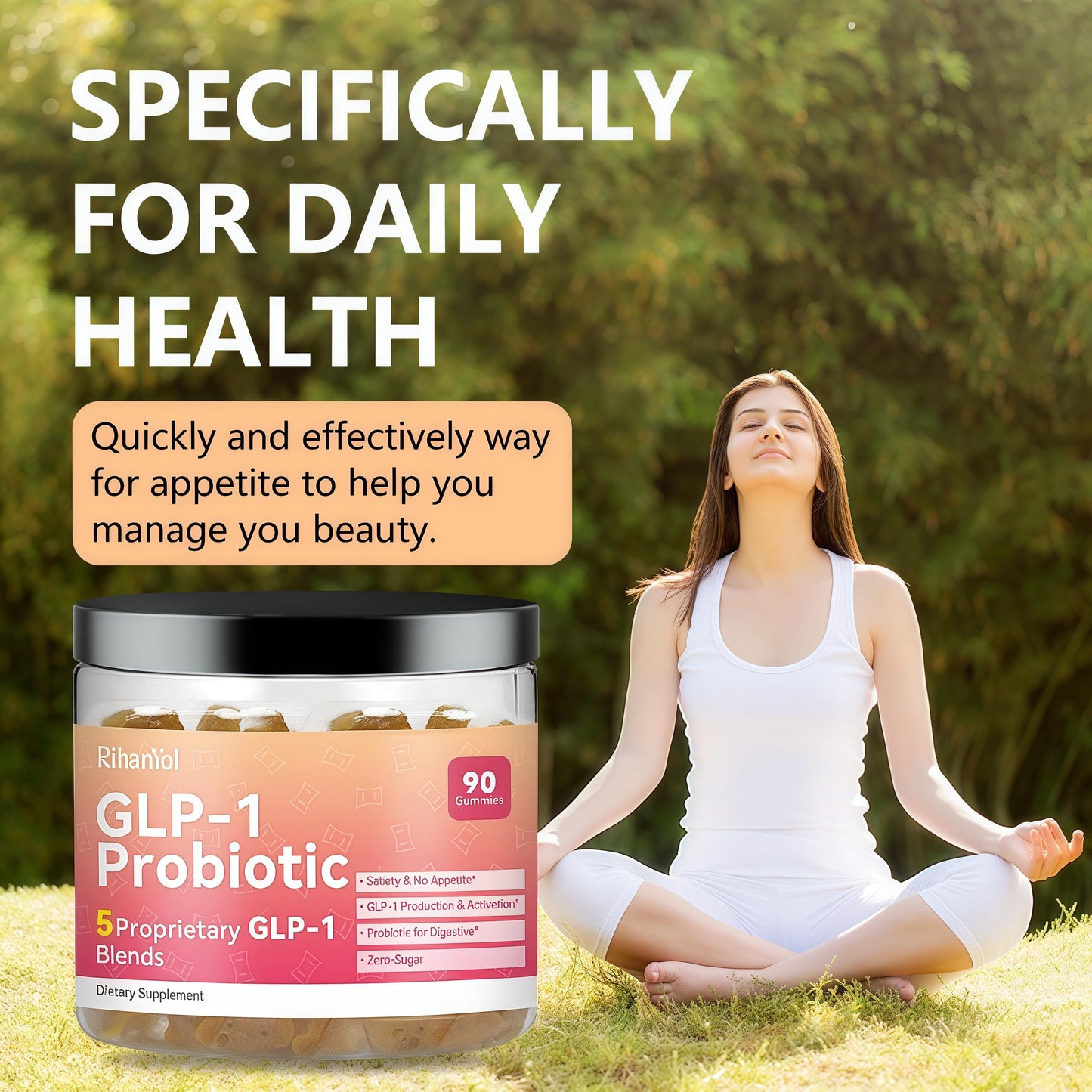 GLP-1 Gummies | GLP-1 Supplement, Berberine, Fiber Support GLP-1 Naturally, GLP-1 Probiotic Gummies for Adult, Zero-Sugar, Pineapple Flavor(1PACK)