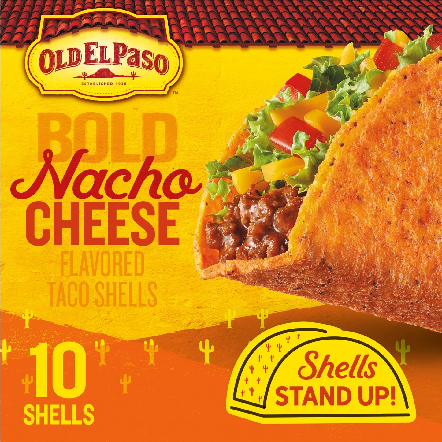 Old El Paso Stand N Stuff Bold Nacho Cheese Flavored Taco Shells 10count Pack of 6