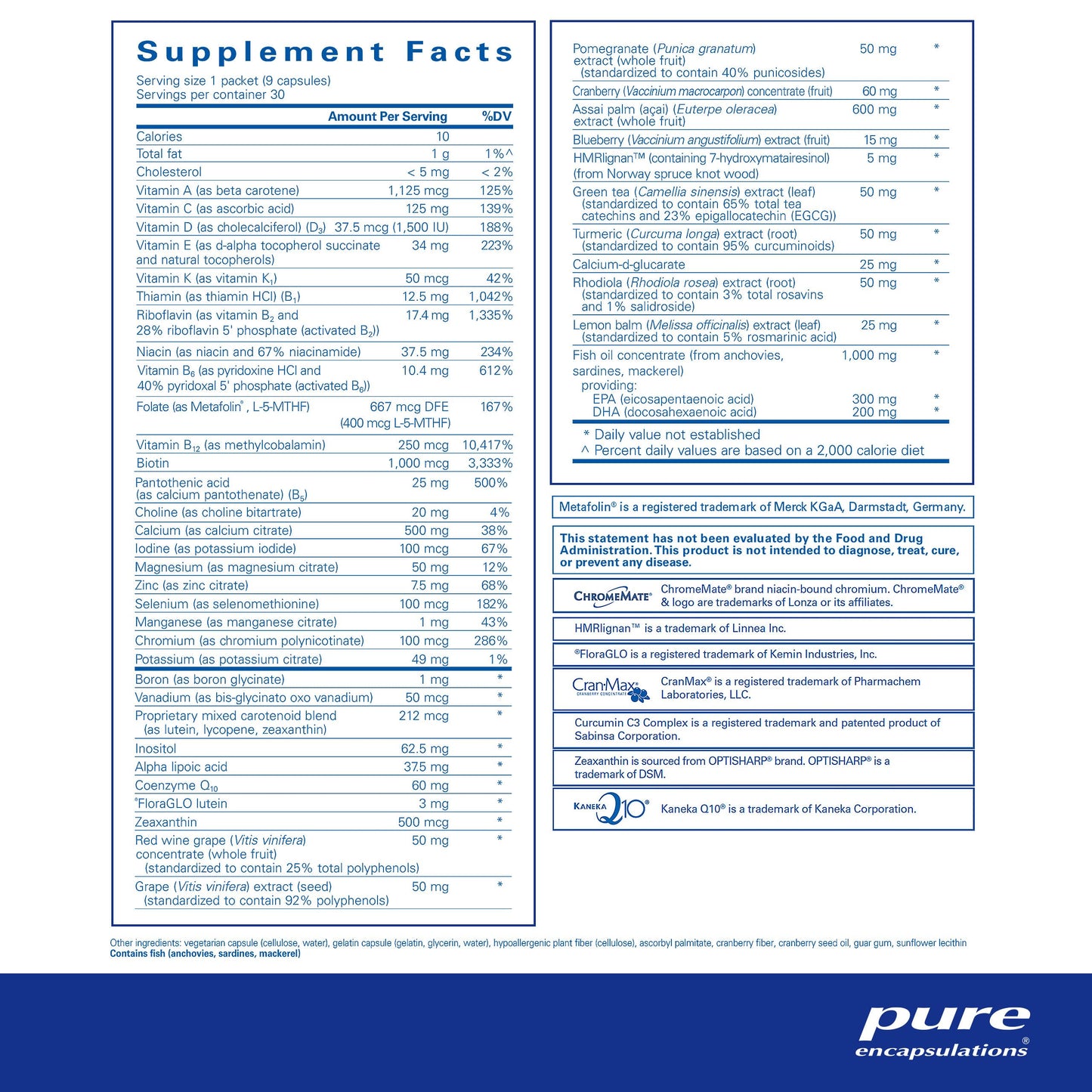 Pure Encapsulations Women's Pure Pack - for Women Over 40 - Bone, Heart, Eye & Breast Health* - with Calcium, DHA, EPA & CoQ10 - Once-Daily - 30 Packets
