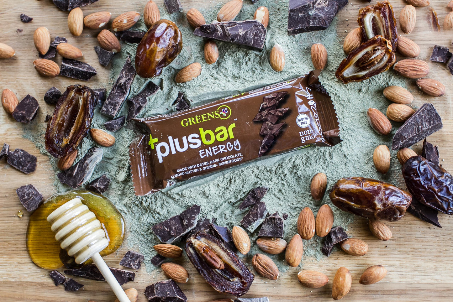 Greens Plusbar Energy Bars Chocolate Gluten Free Healthy Snacks with Organic Super Greens Superfoods  Dark Chocolate Vegan Dairy Free  Non GMO 8g Protein Meal Replacement Bars 12 Bars