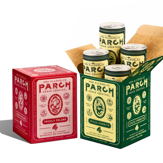 PARCH Spiced Pinarita  Prickly Paloma Variety Pack Ready to Drink Non Alcoholic Agave Cocktail Infused with Desert Botanicals  Adaptogens Plant Based Gluten Free  Vegan 84 oz x 8 pack