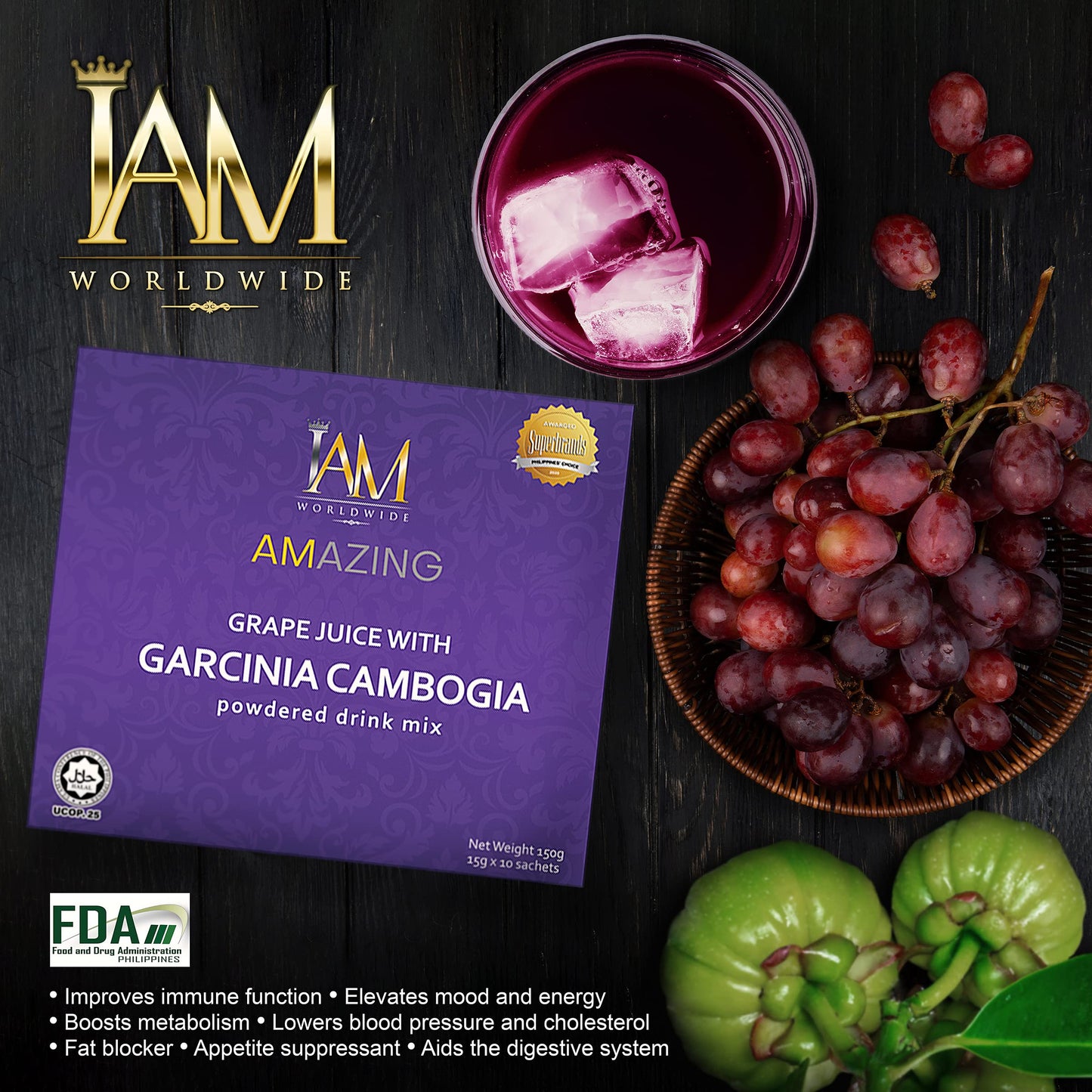 Garcinia Cambogia | Amazing Grape Juice Drink | 3 boxes