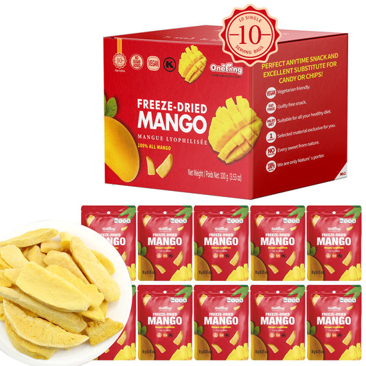 ONETANG FreezeDried Fruit Mango Chips 10 Pack SingleServe Pack Non GMO Kosher No Add Sugar Gluten free Vegan Holiday Gifts Healthy Snack 035 Ounce
