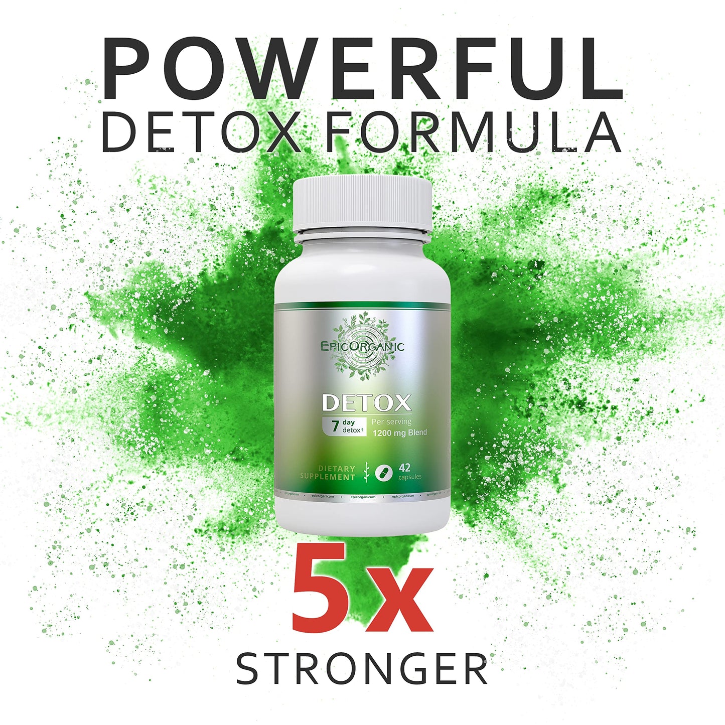 Epic Organicum 7 Day Detox Cleanse | Ultimate Strenght Colon Cleanse & Liver Detox | Promotes Healthy Gut Support | Detox Cleanse for Men & Women | Made in The USA | 42 Capsules