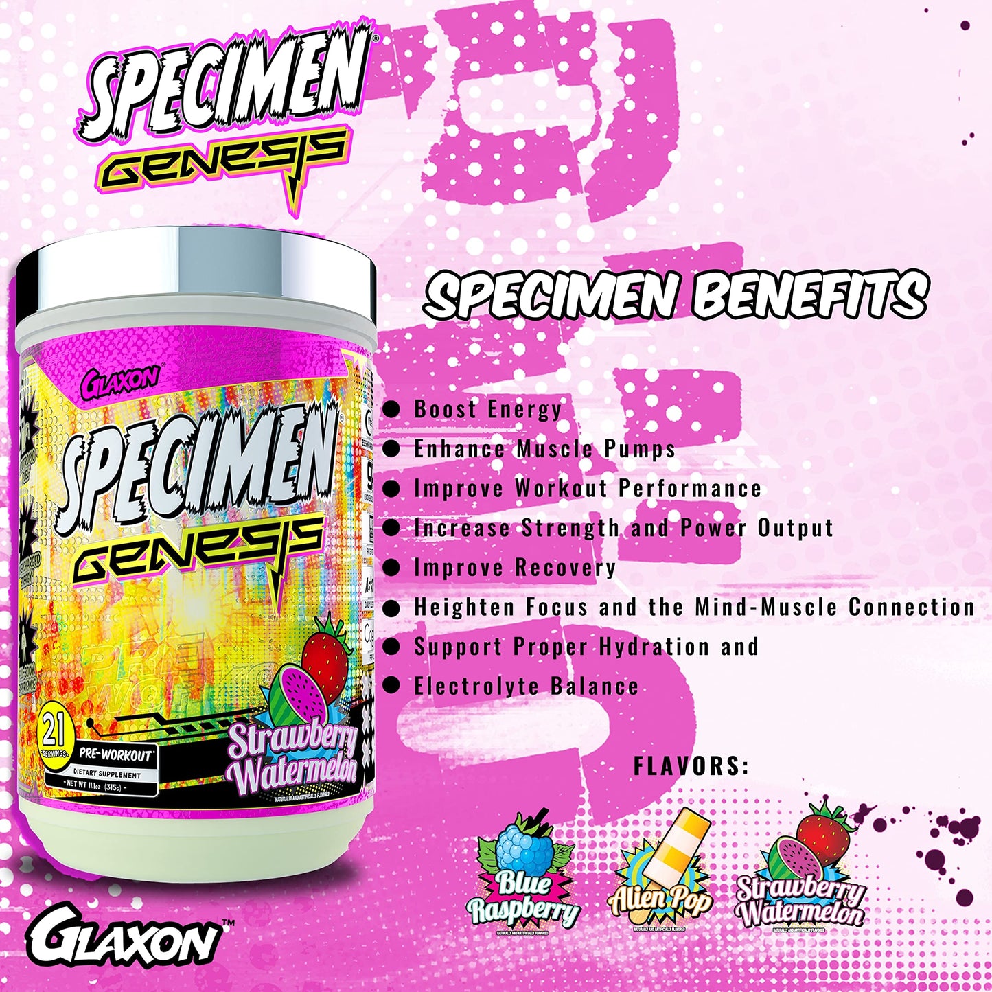 Specimen Full Spectrum High Stimulant Pre-Workout Powder | Supercharged Energy & Muscle Pumps + Focus & Hydration | Great Far-Out Flavors (Strawberry Watermelon V3)