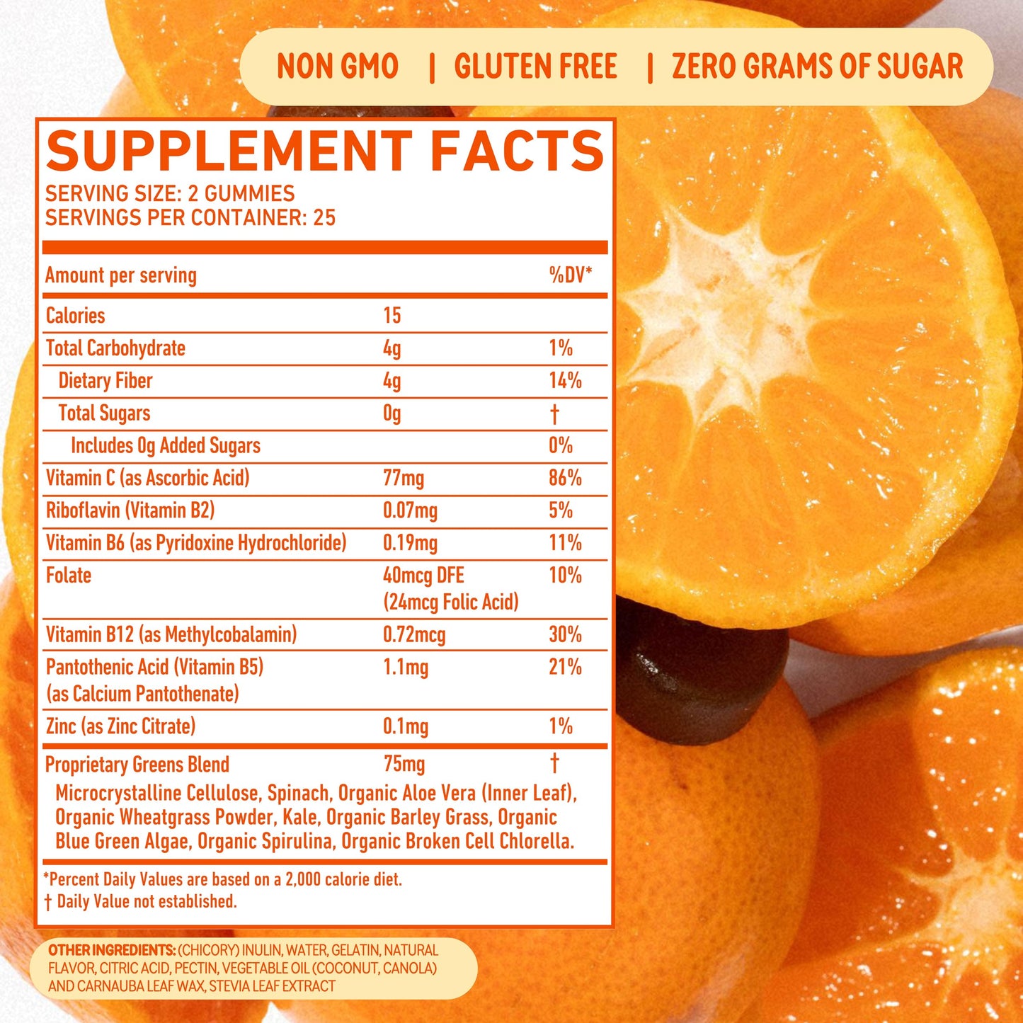 8Greens Daily Fiber Super Greens Gummies - Tangerine Flavor: Boost Immune System & Digestive Health with 8 Real Greens - Non-GMO Formula, Chewables, 50 Vegan Gummies, Pack of 3