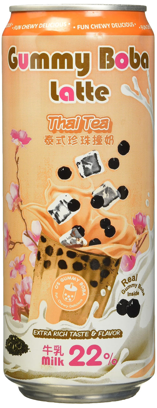 Os Bubble Gummy Boba Latte Canned Bubble Tea Drink With Chewy Boba Pearls Konjac 22 whole milk blend 470ml159 fl ozcan THAI TEA Pack of 12