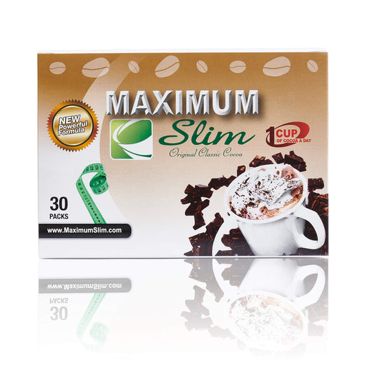 Maximum Slim Premium Instant Cocoa - Creamy, Delicious 4-in-1 Formula with Natural Herbal Extracts for Energy & Vitality, Maximum Satisfaction & Taste. No Side Effects (Laxative-Free) -USA Made, 30 Ct