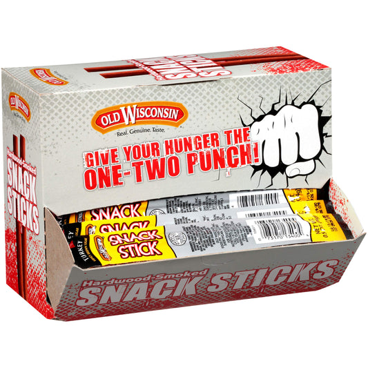 Old Wisconsin Honey Turkey Sausage Snack Sticks Naturally Smoked Ready to Eat High Protein Low Carb Keto Gluten Free Counter Box Pack of 42 Individually Wrapped Sticks