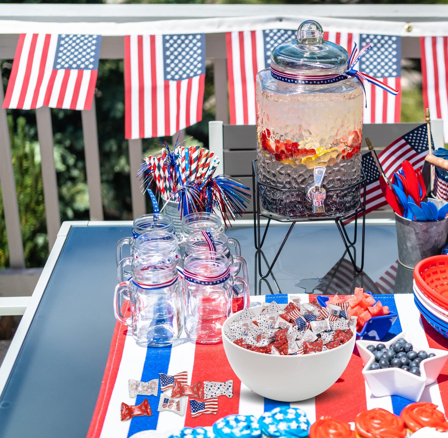 USA American Flag Butter Mint Candies Bags 100 Count Individually Wrapped Red White  Blue Mint Candy 13 Ounce Bags Fourth of July Goodies Treat Candy Patriotic Party Favor Supplies Decorations