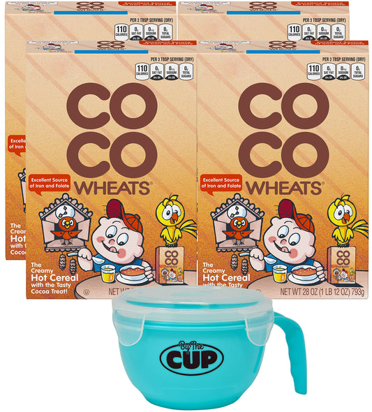 CoCo Wheats 28 Ounce Pack of 4 with By The Cup Cereal Bowl